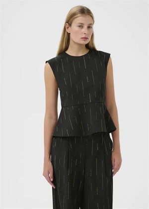 Adira peplum top Dark Grey Melange Gestuz 